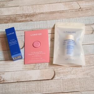 Laneige travel size / samples water bank cream, toner & moisturizer, lip mask
